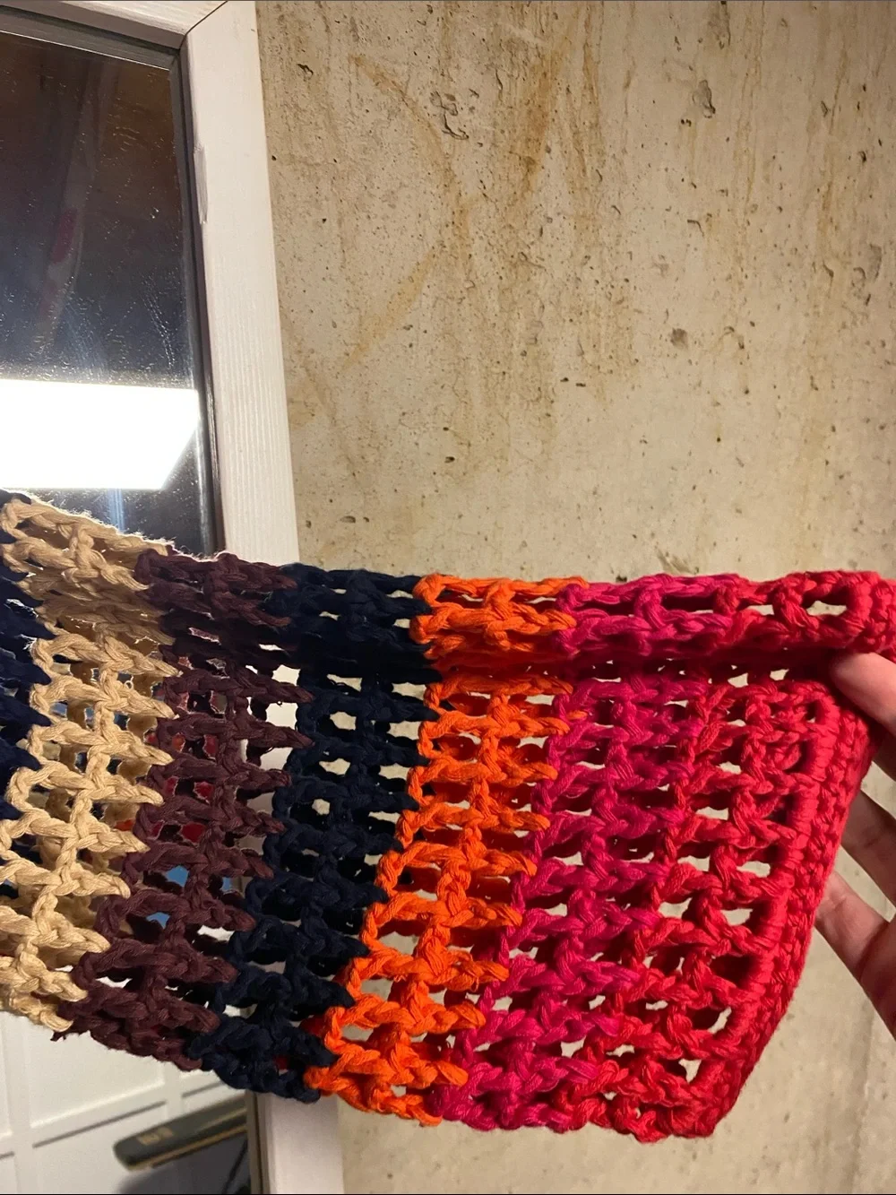 Farm Rio Multicolor Crochet Open Cardigan - Vibrant Stripes - Picture 3 of 5
